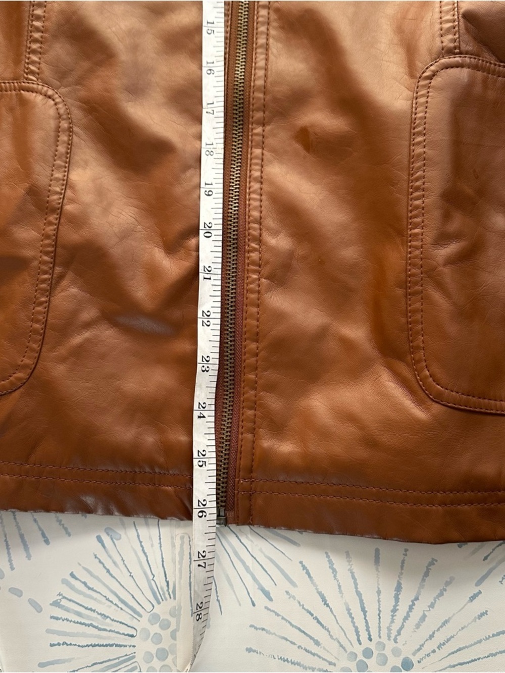 George Chestnut Brown Leather Zip-Front Jacket size 18W-20W - Picture 3 of 13